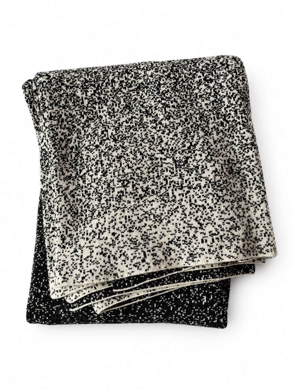 EQ3 wooly throw wool blanket ombré ivory black knit